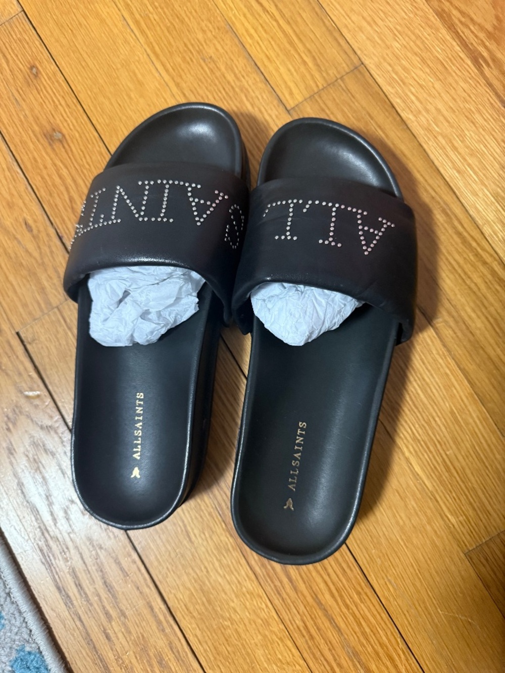 All Saints Sophie Sliders - black new